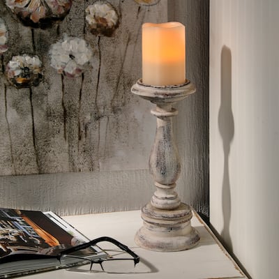 Resin 'Turned Wood' Candle Stick 11.25"