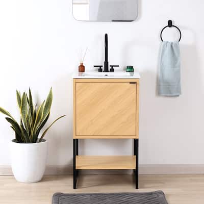 Juhl Chevron-Front Modern Minimalist 2-Shelf Bath Vanity Cabinet Only (Sink Basin Not Included), By JONATHAN Y