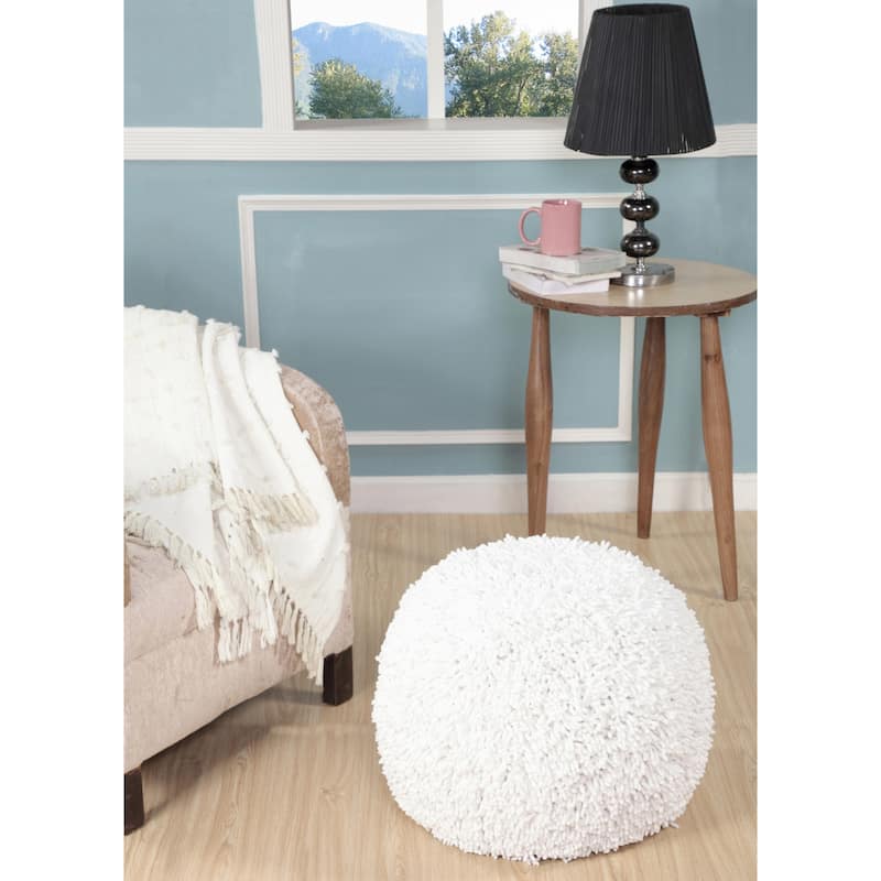 20-inch Tufted Round Cotton Pouf Ottoman for Stylish Home Seating