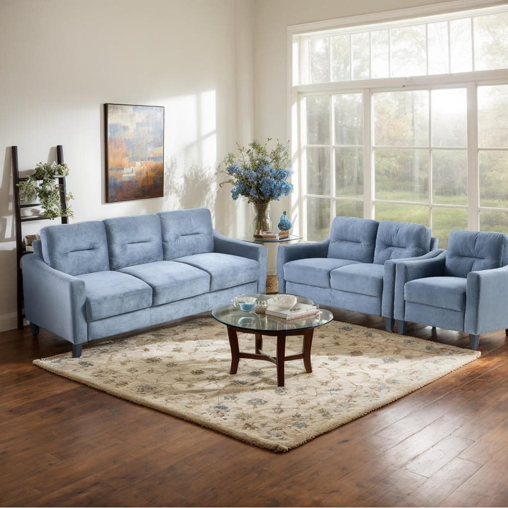 Velvet Modular Sectional 1+2+3 Sofa Set, Plush Detachable Cushions