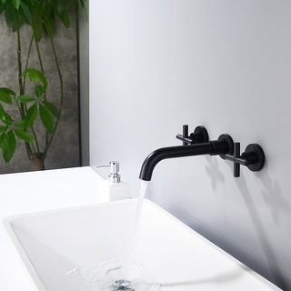 BATHLET Wall Mount Double Knob Handle Bathroom Sink Faucet