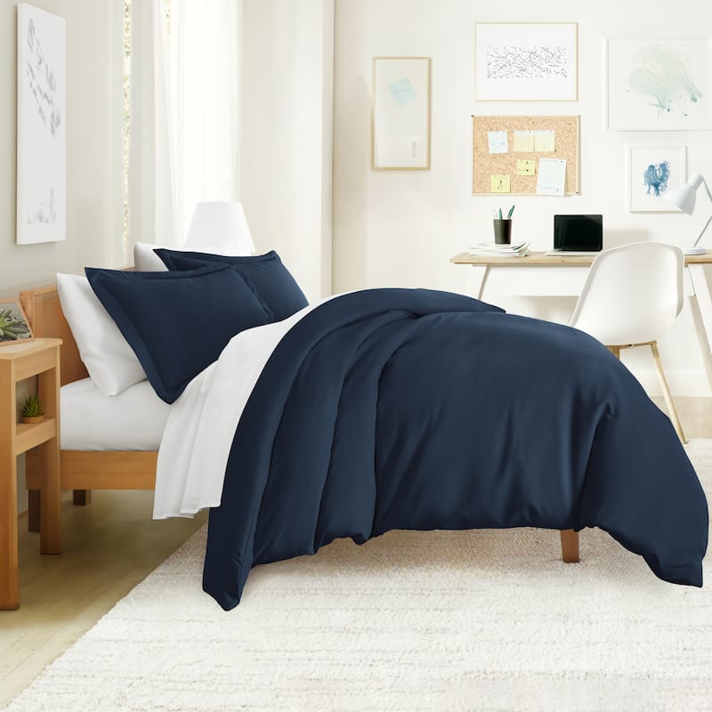 Simply Essential Dorm In A Bag Duvet, Sheet Set, Mattress Pad and Duvet Insert - Navy - Twin
