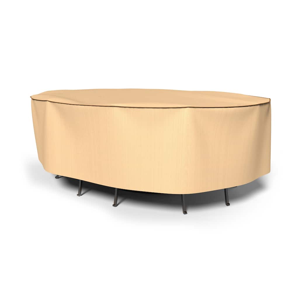 Budge Sedona Tan Outdoor Oval Table and Chairs Combo Cover Multiple Sizes