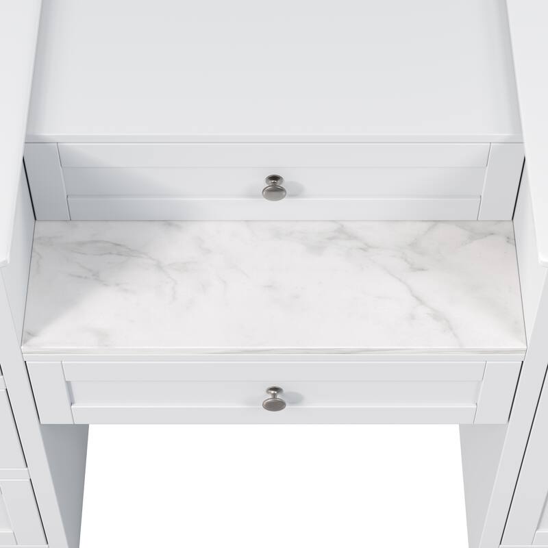 Christopher Knight Home - Wooden 84 Inches Double Sink Bathroom Vanity (Separate Sink) with Engineered Stone Countertop
