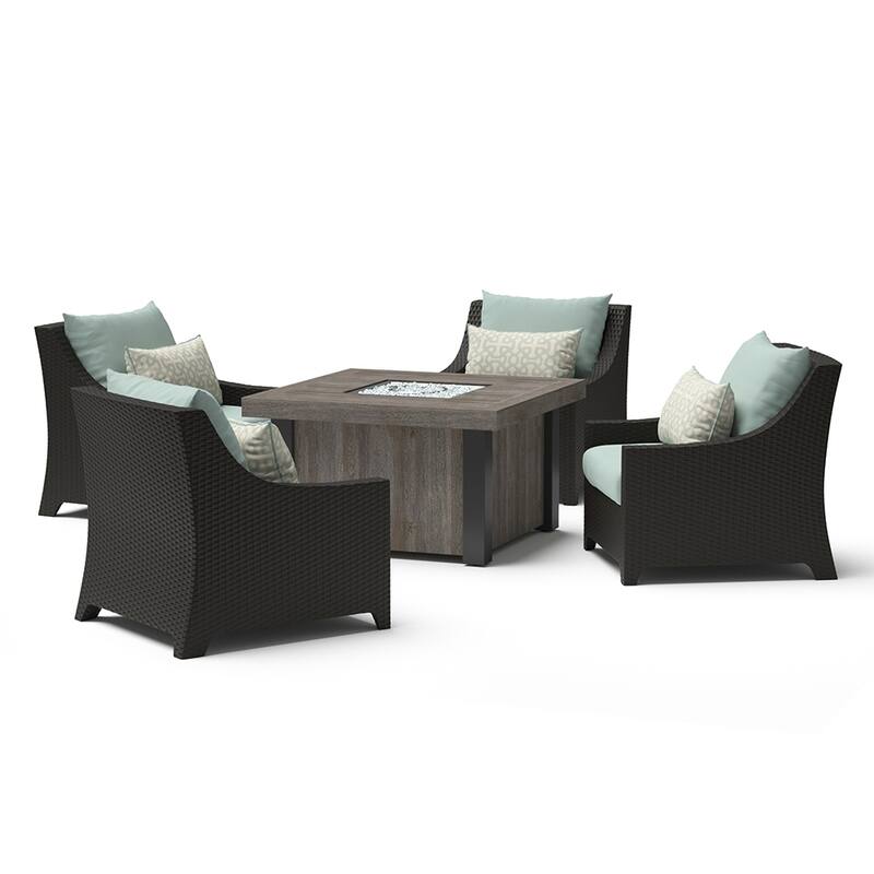 Deco 5 Piece Sunbrella Outdoor Patio Fire Chat Set