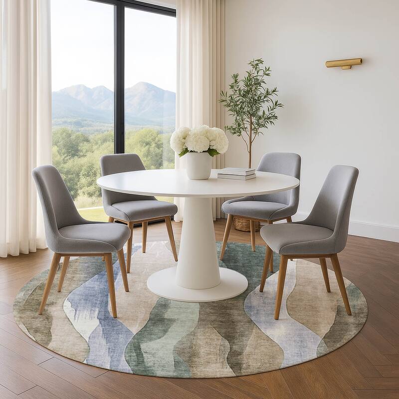 Premium Washable Super Soft Modern Stripe Mayfield Rug - Beige - 8' x 8'