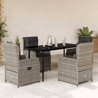 vidaXL Garden Dining Set Grey, Black, Dark Grey - 55.1" x 27.6" x 29.1"/ 4