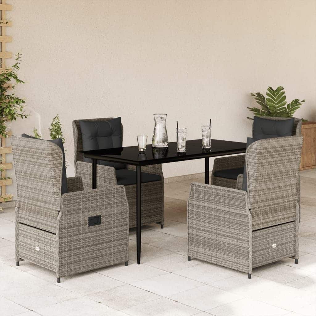 vidaXL Garden Dining Set Grey, Black, Dark Grey - 55.1" x 27.6" x 29.1"/ 4