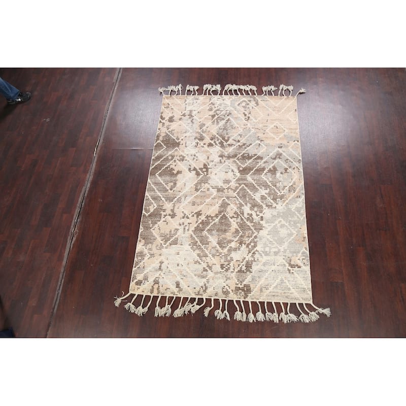 Geometric Contemporary Moroccan Oriental Area Rug Handmade Wool Carpet - 5'4" x 7'10"