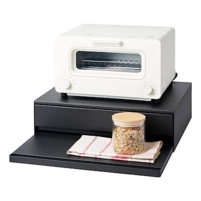 Yamazaki Home Countertop Drawer with Pull-Out Shelf, Steel, Holds 37 lbs - L 15.47 x W 17.72 x H 5.31 inches