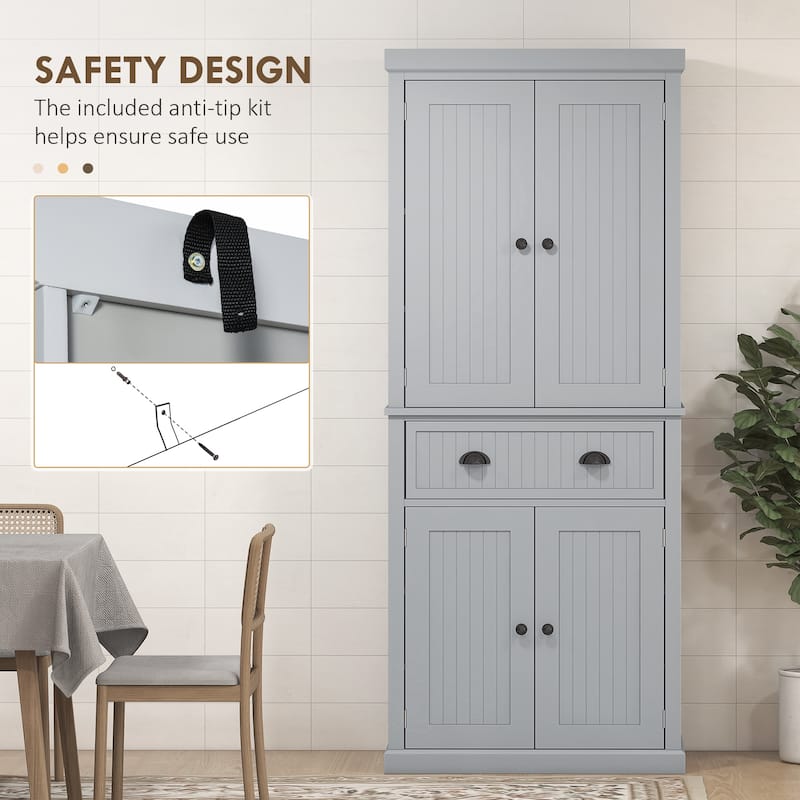 Tall Storage Cabinet Freestanding Cupboard with Adjustable Shelves