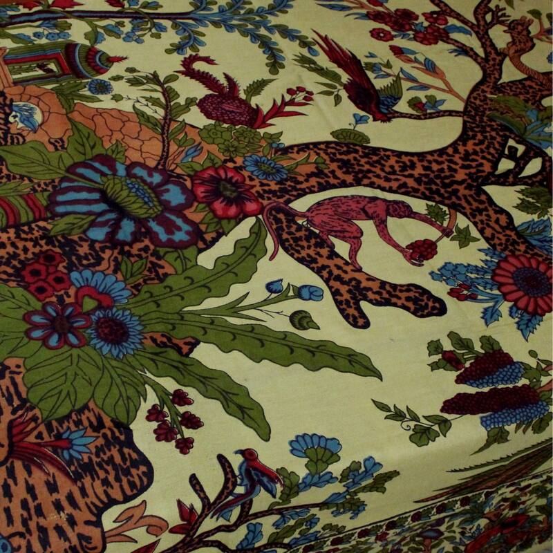 Light Weight Cotton Lively Tree of Life Tablecloth Rectangle