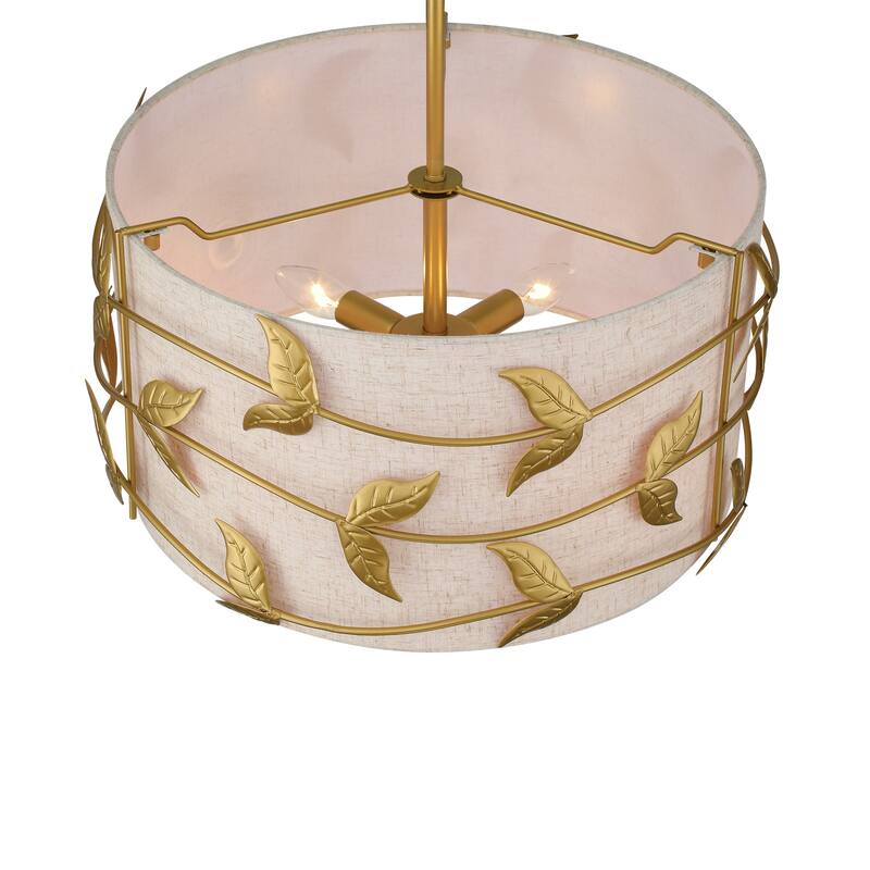 Acroma 4-light Gold/Black Ceiling Cotton Drum Light