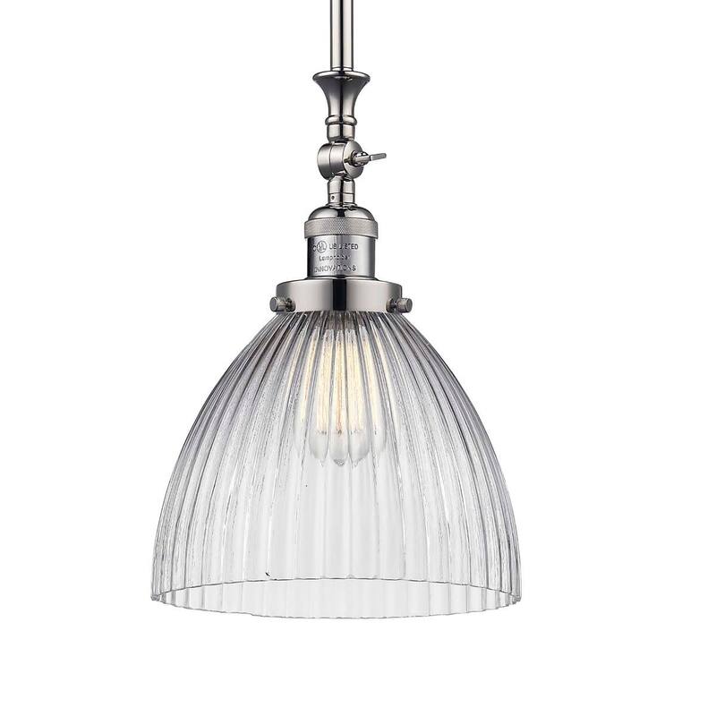 Innovations Lighting Seneca Falls Single Light 10" Wide Mini Pendant - Polished Nickel / Clear Halophane