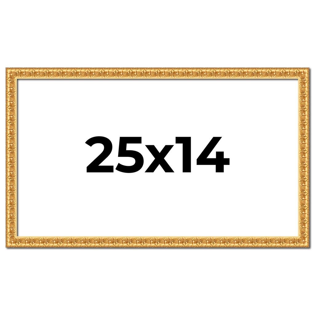 25x14 Frame Gold Real Wood Picture Frame Width 1 inches | Interior