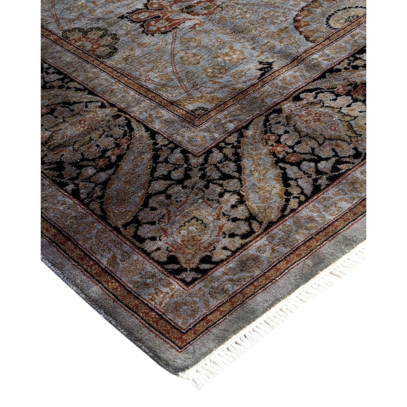 Overton Hand Knotted Wool Vintage Inspired Modern Contemporary Overdyed Gray Area Rug - 6' 2" x 9' 4"