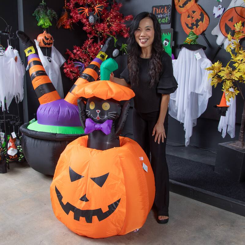 4ft Everinflatable, Black Cat in Jack-O-Lantern