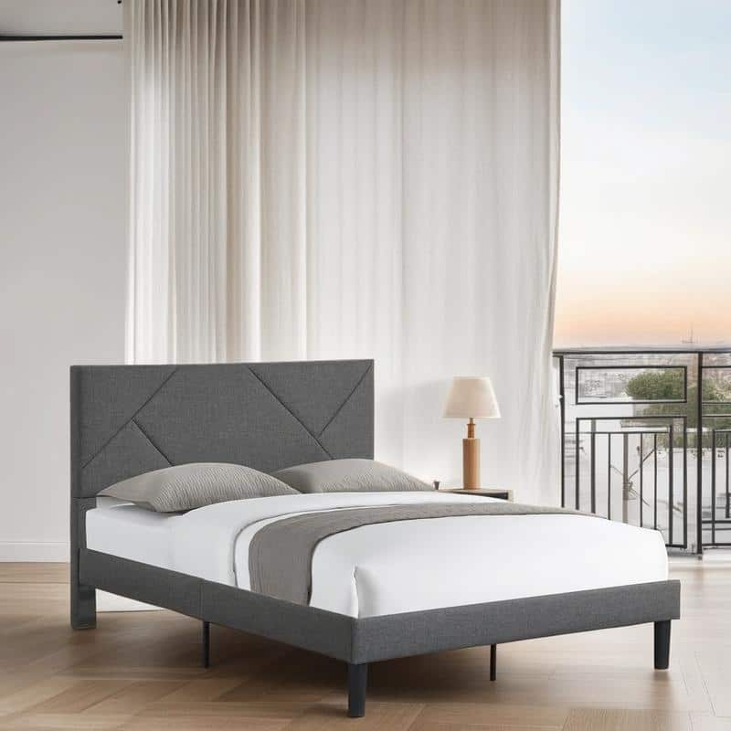 Queen Size Upholstered Platform Bed Frame