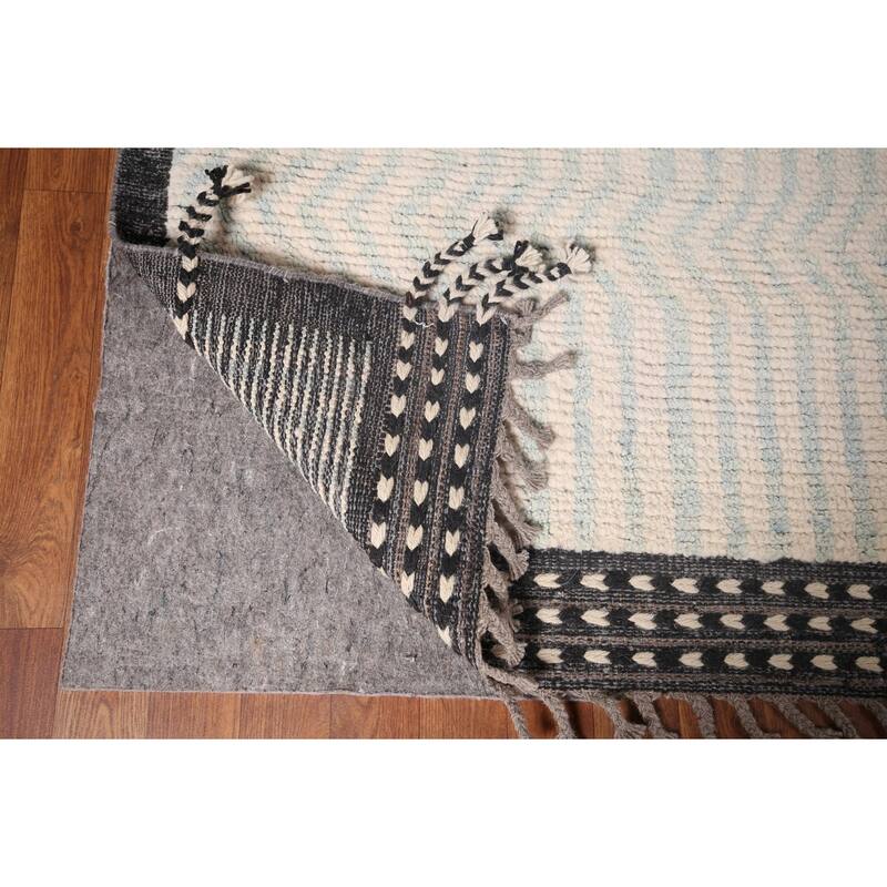 Ivory Moroccan Oriental Large Area Rug Hand-Knotted Wool Carpet - 12'0"x 15'3"