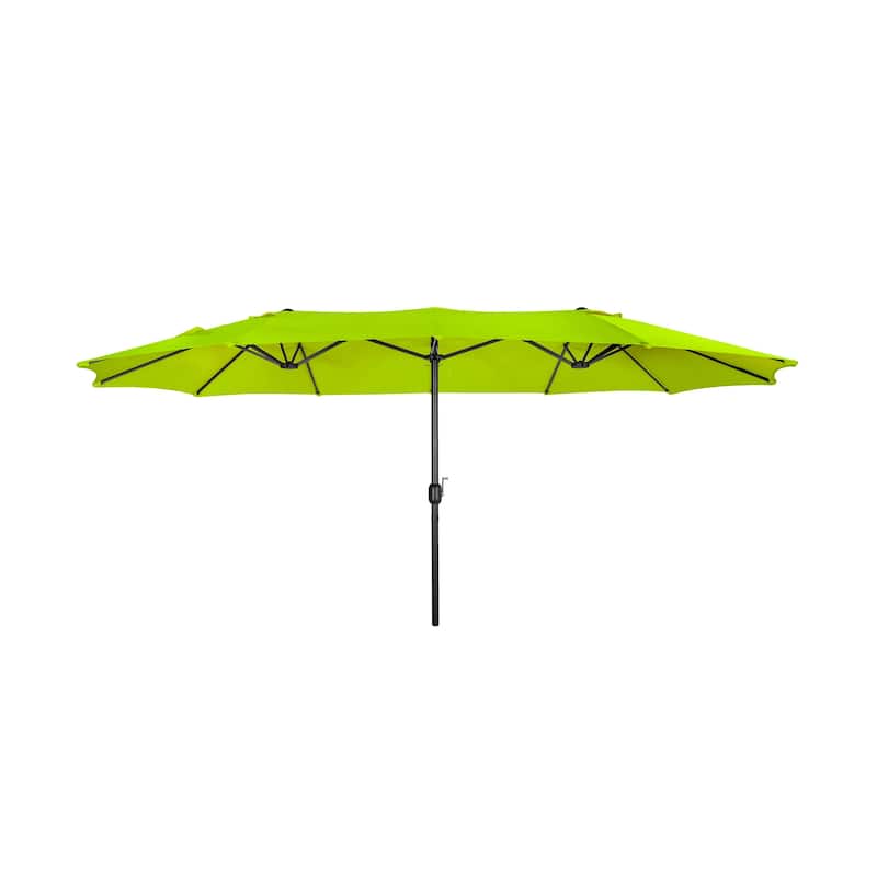 Johnn 15-foot Double-Sided Outdoor Offset Patio Twin Umbrella - Lime