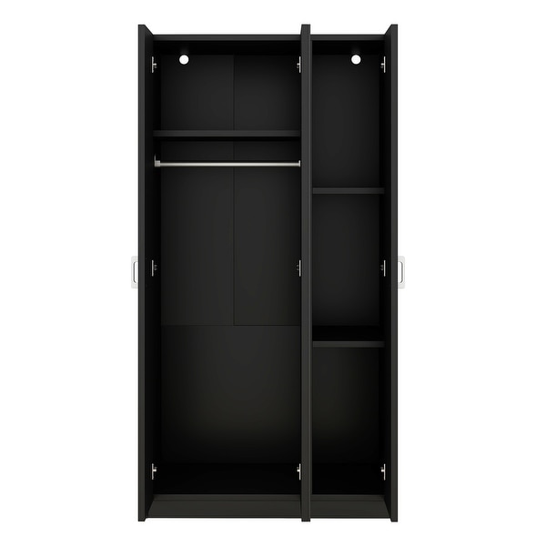 Multifunctional Closet,3 Door Wardrobe with Mirror,Armoire with