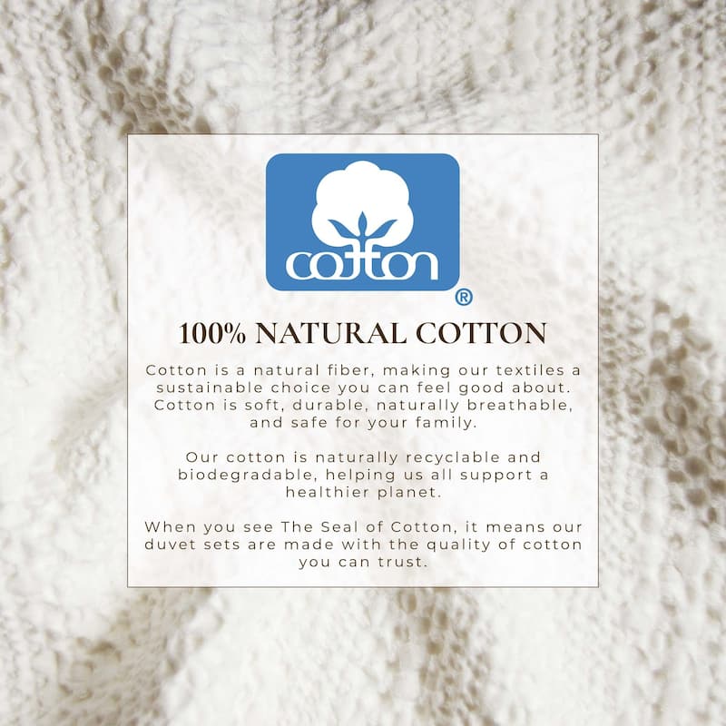 Linery & Co. 100% Cotton Reversible Honeycomb Waffle / Percale Duvet Cover Set