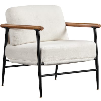Yaheetech Mid-century Boucle Accent Chair With Metal Frame, Ivory - 27.5"×30"×32.5"