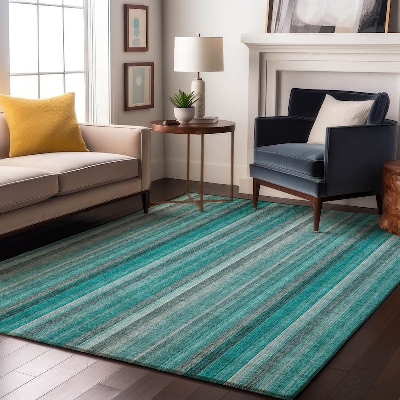 Premium Washable Super Soft Modern Stripes Mayfield Rug - Teal - 5' x 7' 6" - Rectangle