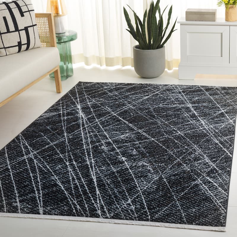 SAFAVIEH Mila Clydie Modern & Contemporary Rug - 5'3" x 7'6" - Black/Beige Ivory