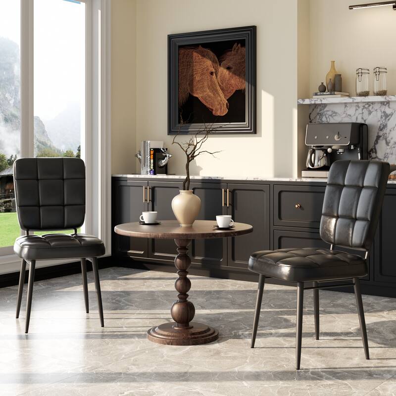 Modern Dining Chairs Set of 2/4/6/8, Upholstered Kitchen Chairs with Thick Cushion for Dining Room - Set of 2 - Classic Black