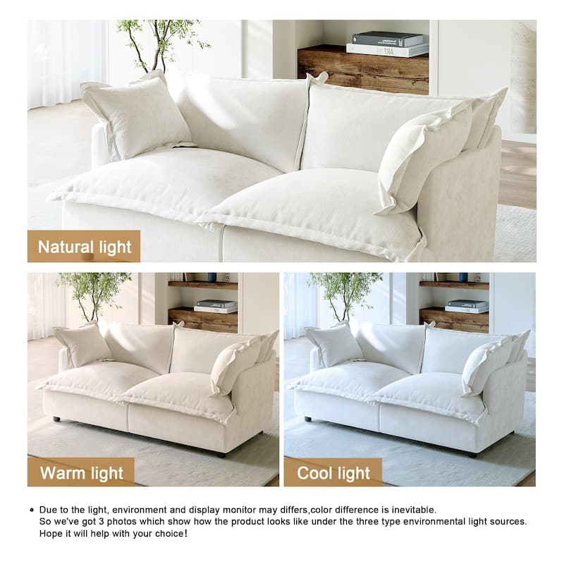 80"W Upholstered Chenille Comfy Cloud Couch Modular Sectional Sofa