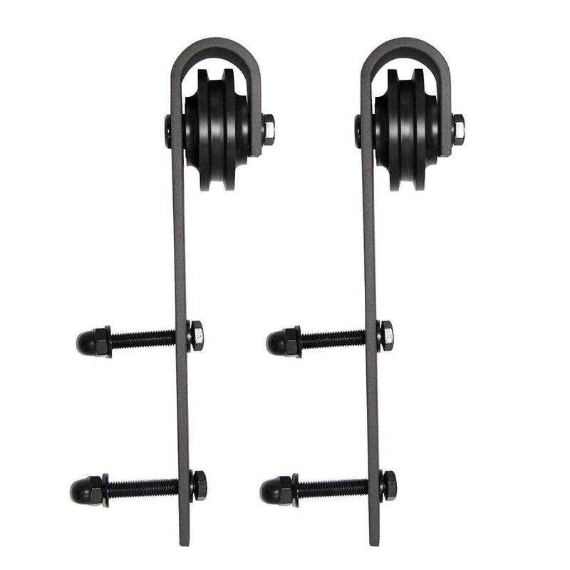 Barn Bypass Doors 72 x 80 Planum 0210 Matte Black with Sturdy 6.6ft