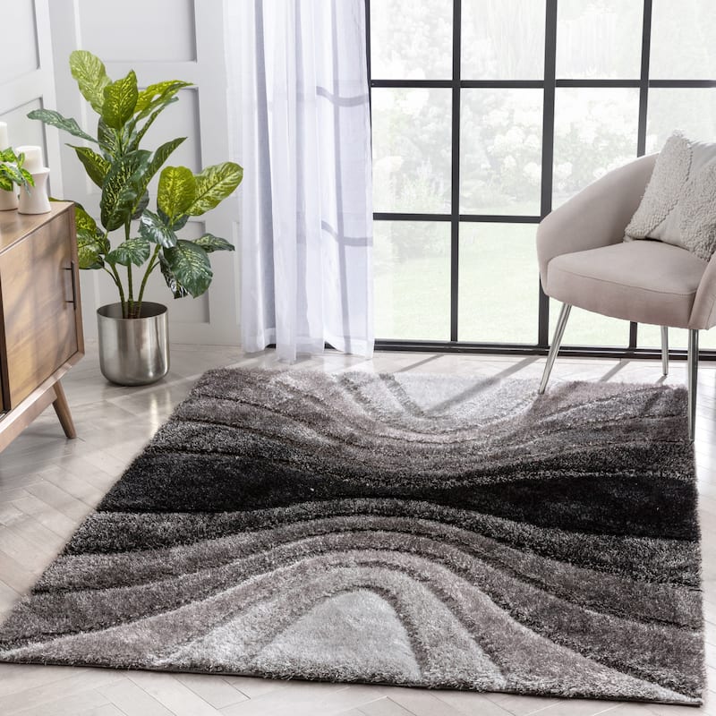 Well Woven San Francisco Luz Geometric Modern Carved Shag Area Rug