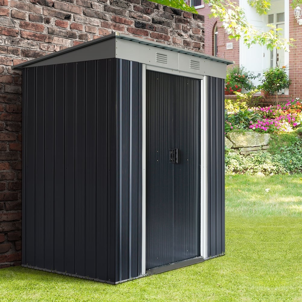 Outsunny 6' x 3.6' Steel Frame Backyard Garden Tool Storage Shed with 2 Air Vents and Dual Locking Doors