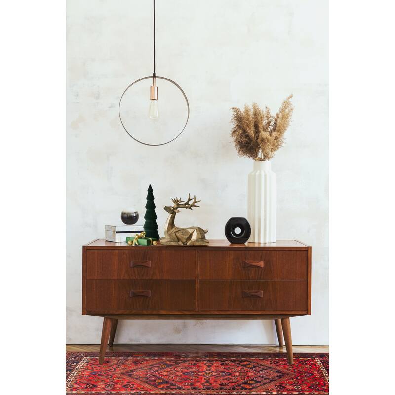 ECARPETGALLERY Hand-knotted Andelz Red Wool Rug - 4'3 x 6'7