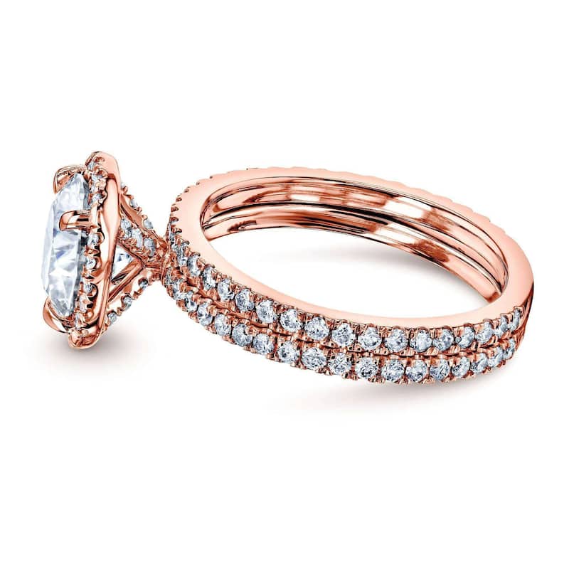 Kobelli 2.2 Carats Lab Grown Diamond Certified 14k Solid Gold Floating Halo 2pc Bridal Set