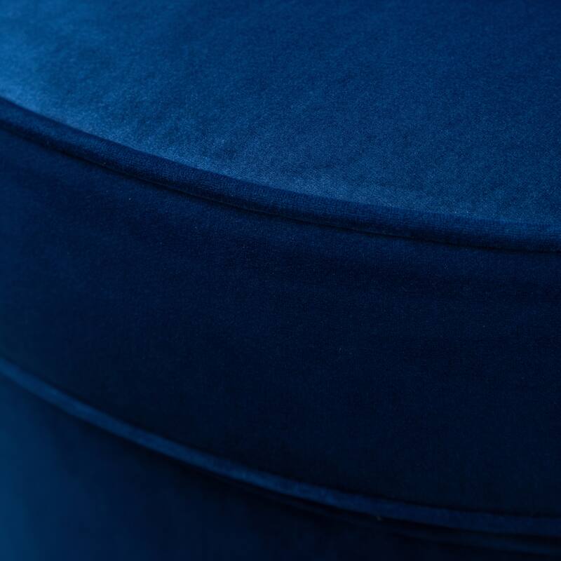 Blue Modern 22" Upholstered Velvet Accent Chair with Round Swivel Metal Base for Living Room