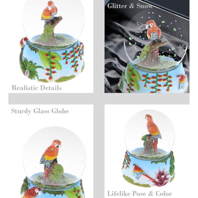 CoTa Global Parrot Snow Globe - Figurine with Sparkling Glitter - 2.9Lx2.8W3.5H inches