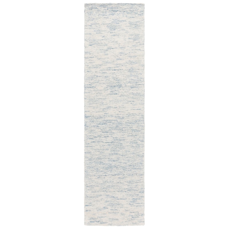SAFAVIEH Handmade Ebony Bozhanka Modern & Contemporary Wool Rug - 2'3" x 9' Runner - Ivory/Light Blue