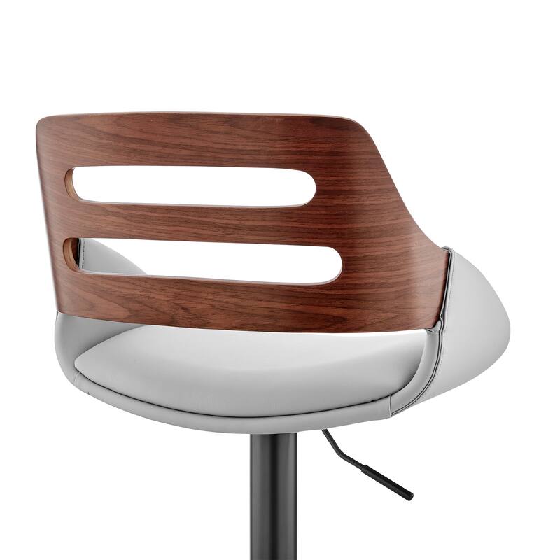 Karter Faux Leather and Wood Adjustable Swivel Bar Stool