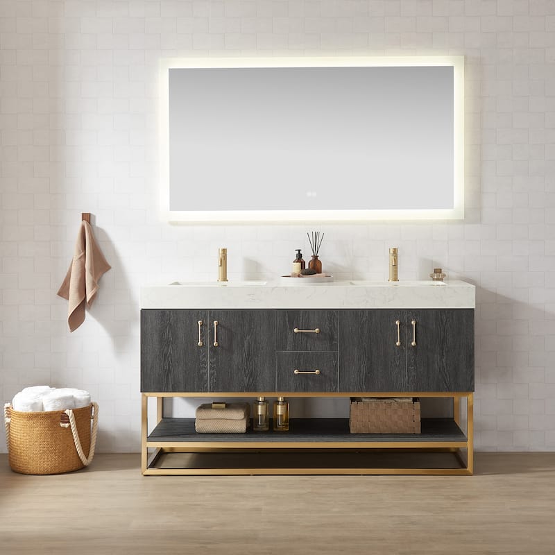Alistair Bath Vanity with Grain White Stone Top without Mirror