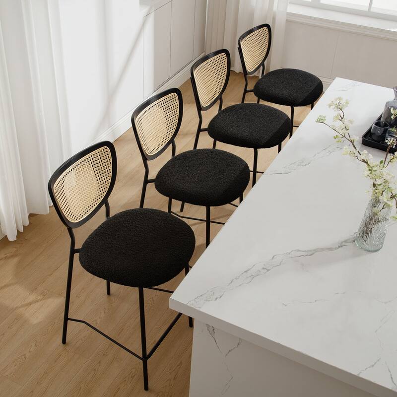 26" Rattan Counter Height Bar Stools Set of 2/3/4 - 37.8"H x 17.7"W x 21.7"D