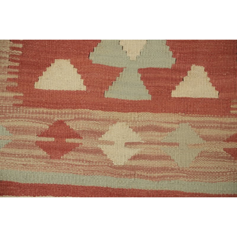 Hand Woven Oriental 100% Wool Carpet Southwestern Tribal Oranges & Rust Kilim Runner Rug - 8' 1'' X 2' 1''