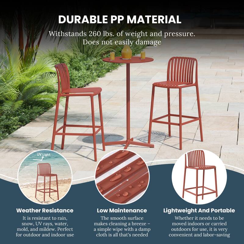 Frond and Form 29.5 Inch Outdoor Bar Stool (Set of 2)