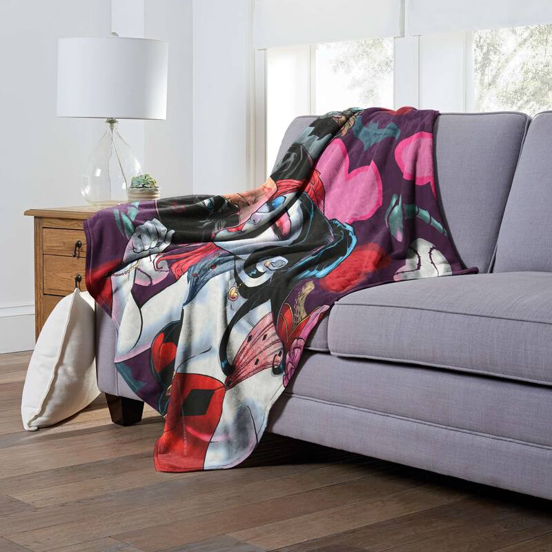Warner Brothers DC Batman Harley And Batsy Silk Touch Throw Blanket