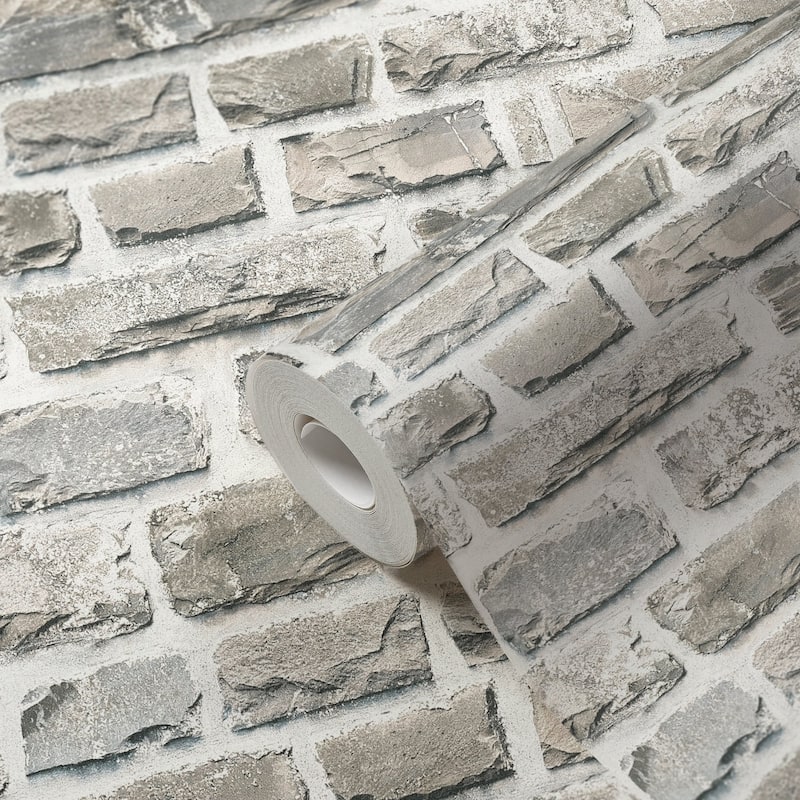 Galerie Wallcoverings Bricks and More Collection Stone Brick Matte Finish Vinyl on Non-woven Wallpaper Roll