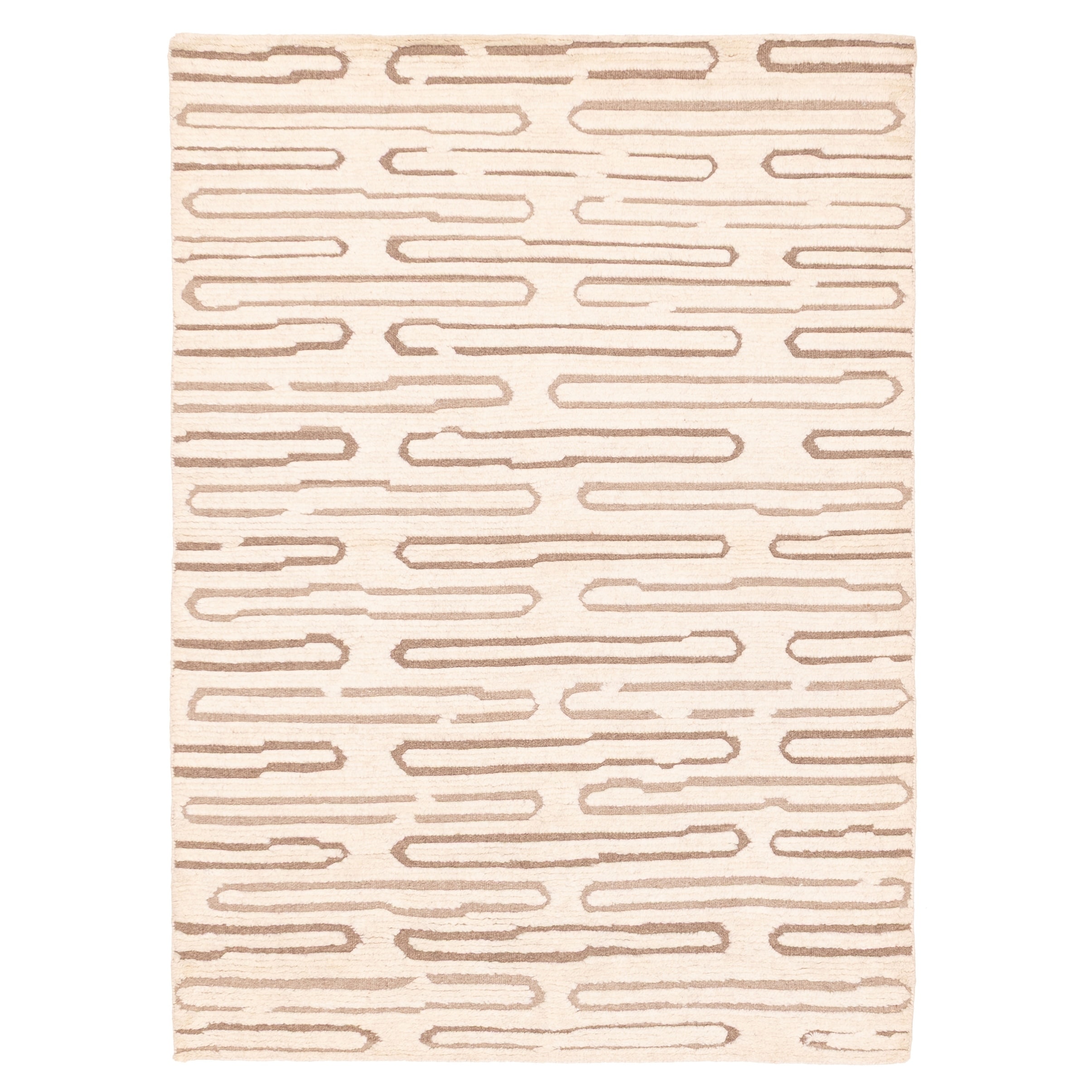 ECARPETGALLERY Hand-knotted Tangier Cream Wool Rug - 5'5 x 7'8