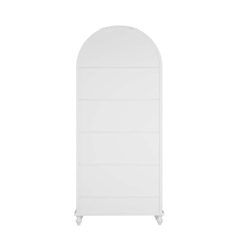 Arched Glass Display Cabinet with Drawer, Tall Curio Bookshelf for Living Room