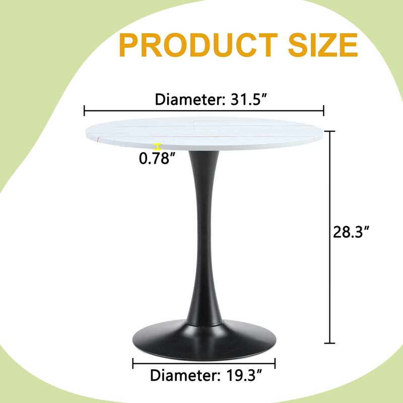 Round Thickened Table Top Coffee Table, Metal Pedestal Side Table Modern Bistro Table
