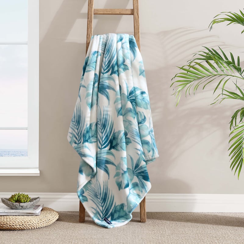 Tommy Bahama Printed Ultra Soft Plush Fleece Throw Blanket - Waimea Bay Green